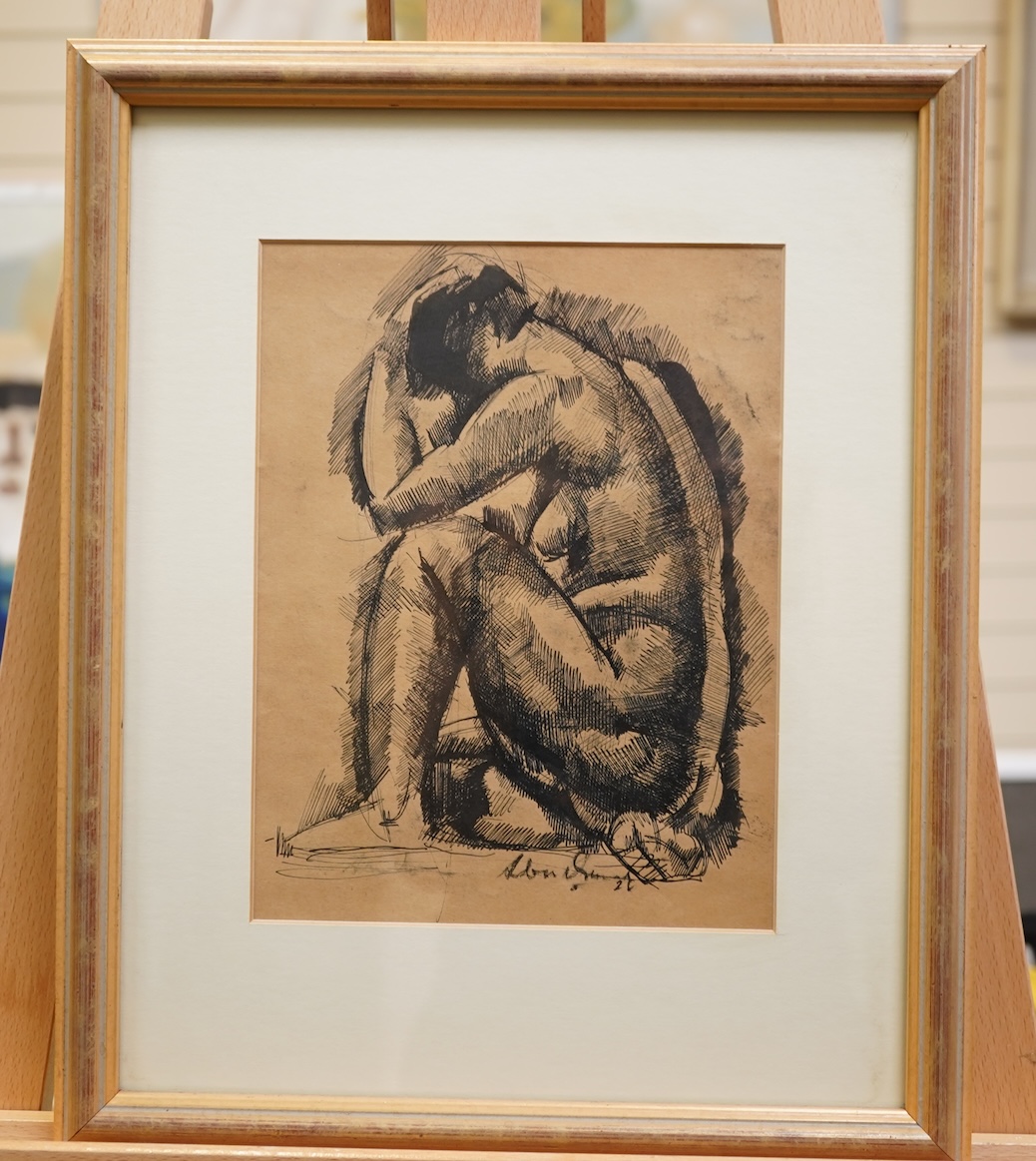 Vilmos Aba-Novák, Hungarian (1894-1941), Seated Nude